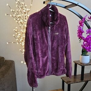 Columbia Full Zip Super Soft Burgundy Purplish Fleece Jacket Xl